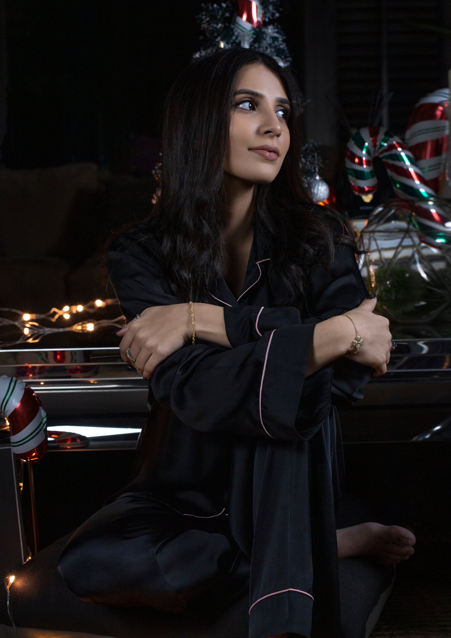 The Black Satin Set